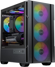 Micro ATX Case, 4  120Mm ARGB Non-Pwm Case Fans Pre-Installed, MATX PC Case, Te
