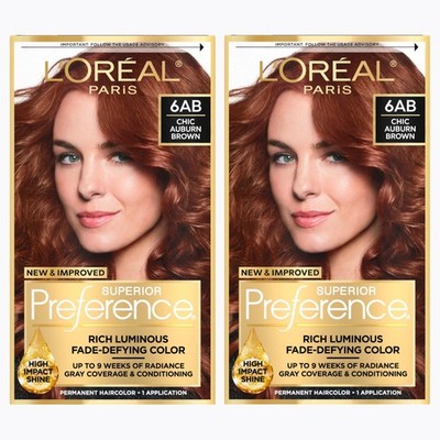 Hair Dye Permanent Color 6AB Chic Auburn Brown Superior Preference L Oreal Paris