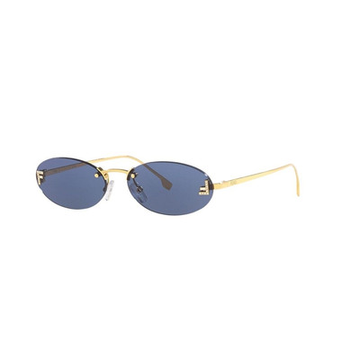 FENDI First FE4075US 30V Shiny Crystal Endura Gold Blue Lens Women Sunglasses