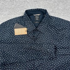 Hugo Boss Shirt Mens Medium Blue Ronni Stretch Linen Slim Fit Button Up NEW