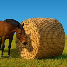 5x5 ft Round Bale Hay Net for Horses, Knotless Design Slow Feed Hay Net with ...