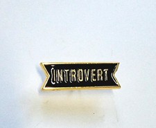 Introvert Enamel Pin - Black  Gold Badge Style Lapel Pin- Minimal Gothic Access