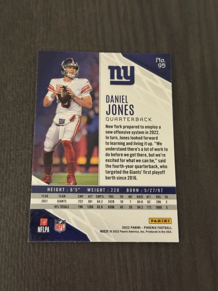 2022 Panini Phoenix Silver #95 DANIEL JONES Football Card - Image 2 of 3