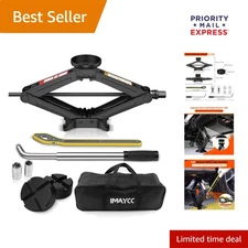 2.5 Ton Scissor Car Jack with Ratchet Wrench & Rubber Pads for Safe Lifting