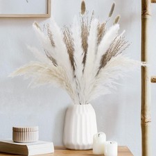 White Natural Dried Pampas Grass Fluffy Dried Flowers Artificial for Home Dec...