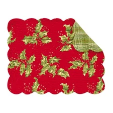 C&F Home Rectangular Quilted Placemats, Holly Red - Set of 4 (862622123R)