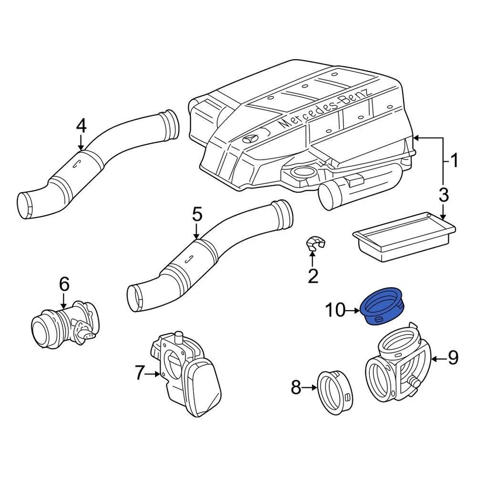 For Mercedes-Benz SLK55 AMG 05-10 Mercedes-Benz Engine Air Intake Hose Seal Foto 4 de 4