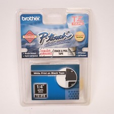 Genuine Brother P-Touch 1/4 Inch Tape TZ 315 White print on Black tape
