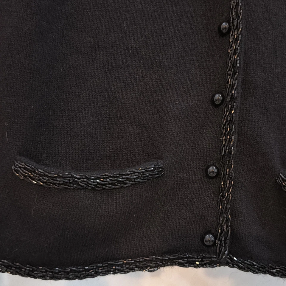 Chaleco De Colección Liz Claiborne Colección Negro Con Cuentas Lana de Cordero y Angora Para Mujer M Foto 4 de 4