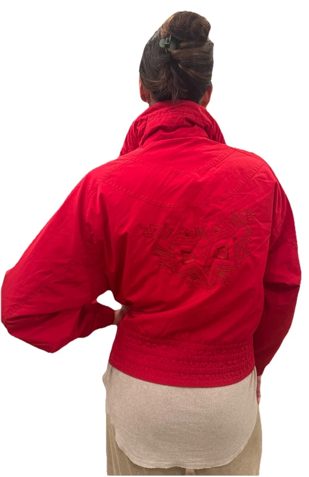 Vtg 90s Kaelin Womens Ski Snow Jacket Ref Aztec Embroidered Full Zip 8 Y2K Crop - Image 3 of 4