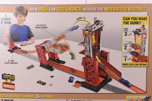 MATTEL HOT WHEELS TRACK BUILDER STUNT BRIDGE KIT W / 5 FREE CARS DWW97 - Picture 9 of 12