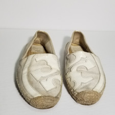 Tory Burch White Canvas Lonnie Espadrille Flats | Women's 6.5