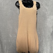 FOREVER 21 Sweater Dress Womens Large Beige Knit Sleeveless Round Neck Pullover