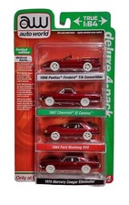 Auto World Firebird El Camino Mustang Cougar Ultra Red Chase Target Deluxe 4-pk