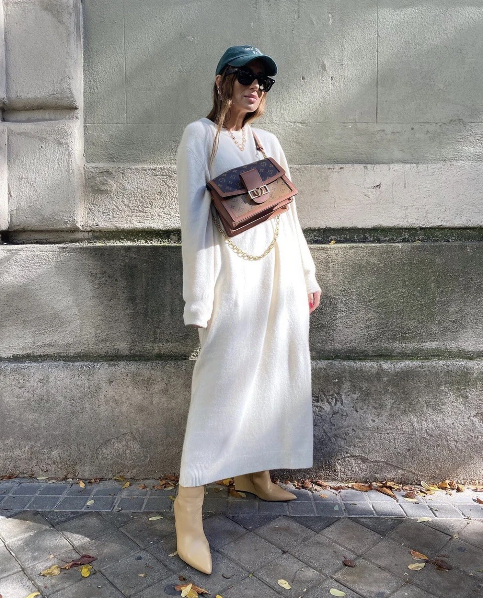 Zara white sweater dress sale