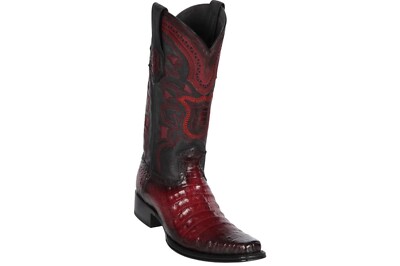 Los Altos CAIMAN CROCODILE BURGUNDY European Square Toe WESTERN BOOT D 768243