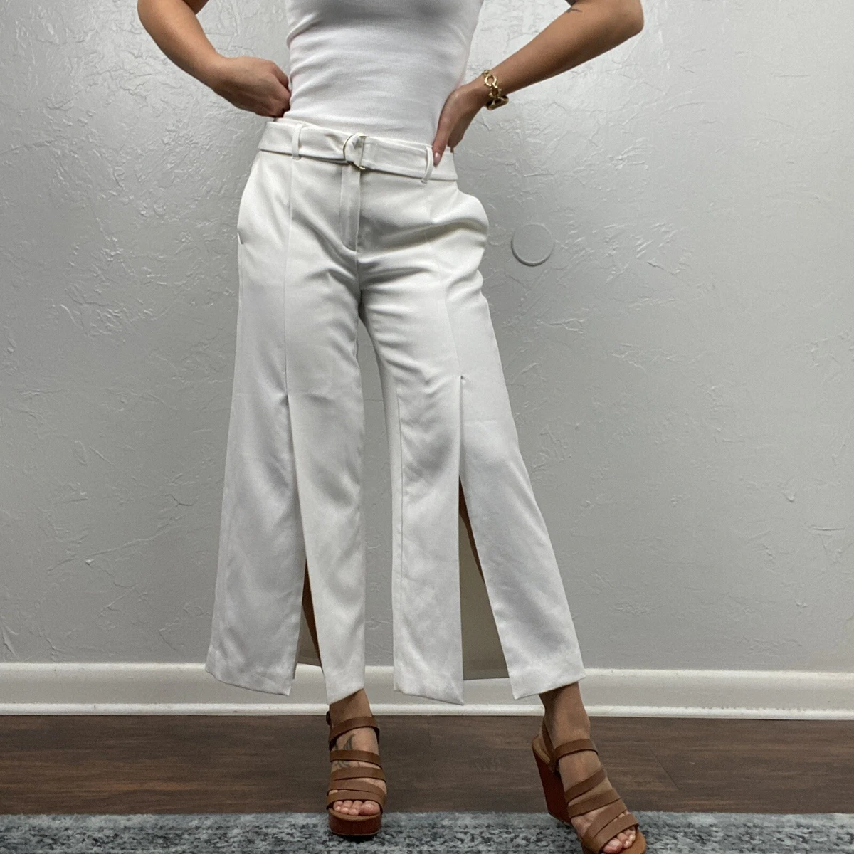Wide leg top slit trousers