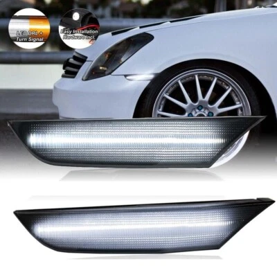 2003-2006 For Infiniti G35 Sedan 4D White Front Bumper LED Side Marker Lights - Bild 1 von 4
