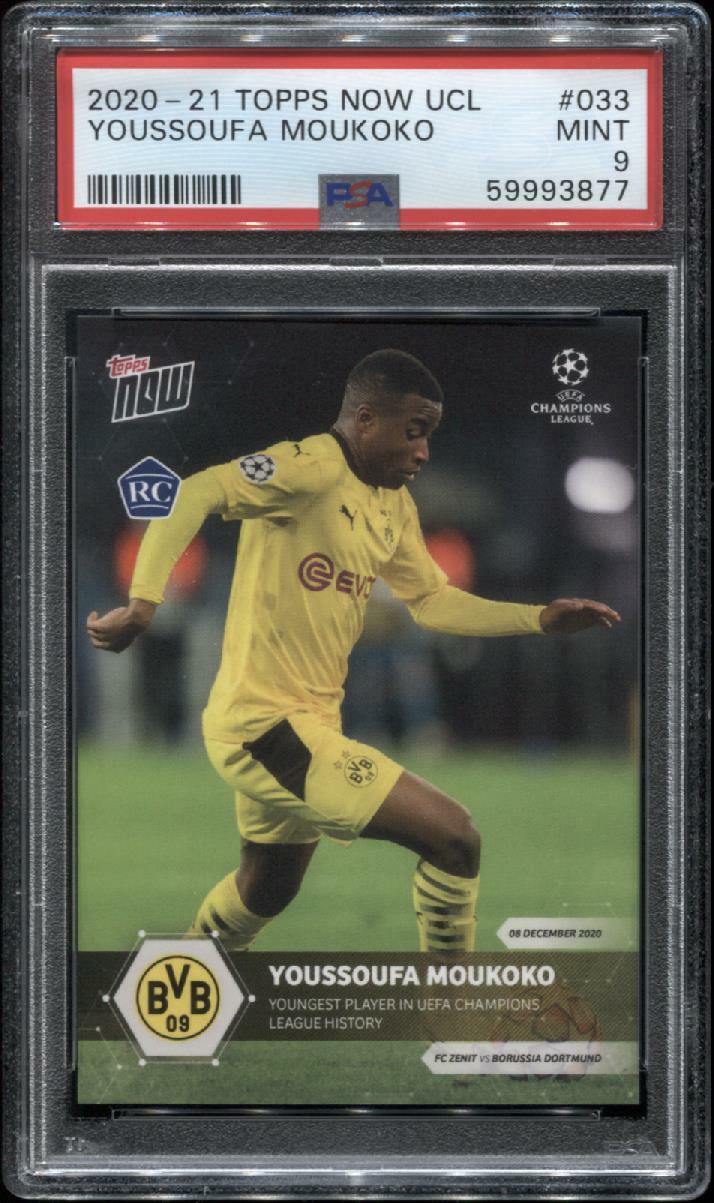 2020 Topps Now UCL #33 Youssoufa Moukoko PSA 9 Mint
