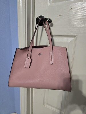 Coach Carryall Tote Pebble Blossom Leather Purse Solid Pink