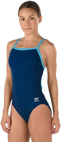 Speedo Womens Sz 30 Navy Blue Solid Flyback Endurance+ Training Suit One Piece - 第 1/6 張圖片