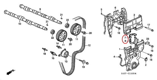 HONDA OEM 99-00 CIVIC Si B16A2 VTEC Timing Belt Middle Cover Rubber Gasket Seal - Picture 2 of 2