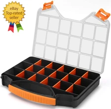 Hardware Organizer Box with Dividers - 18 Compartments Small Parts Organizer wit