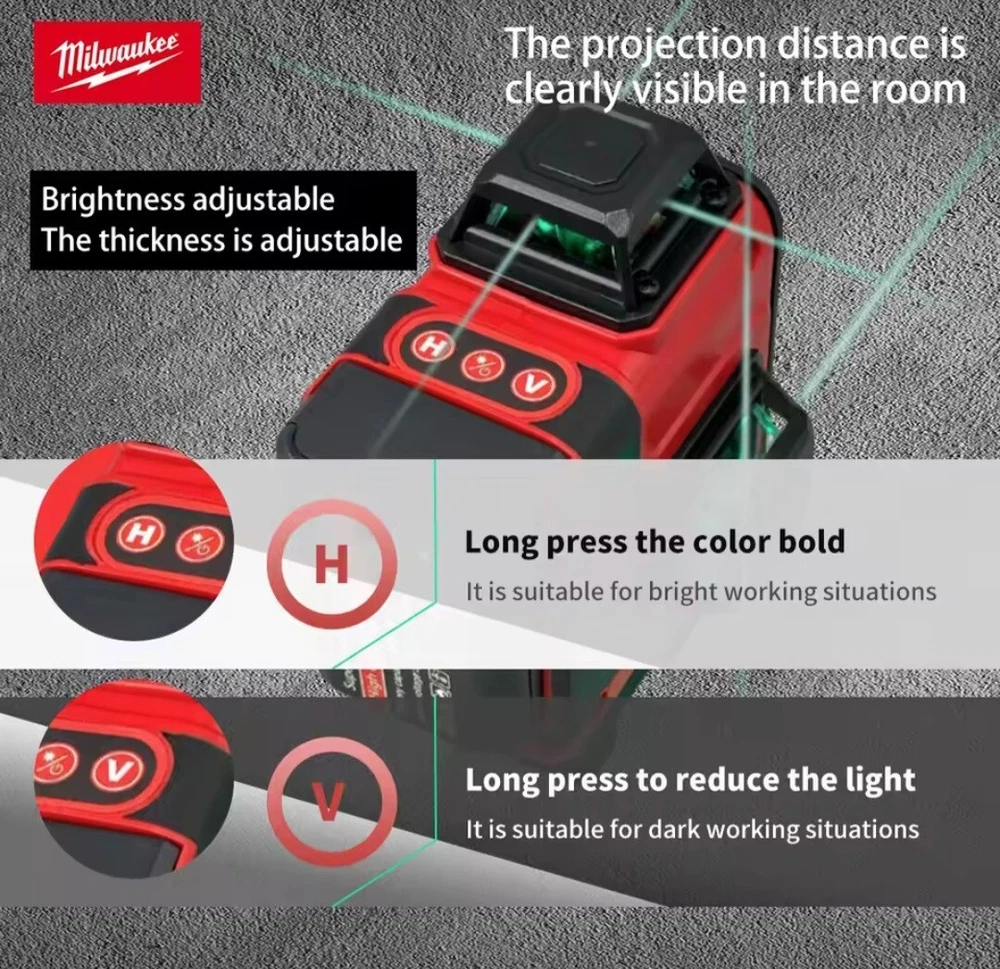 Milwaukee Laser Level Green 16 Lines 4D Self Leveling 360 Horizontal