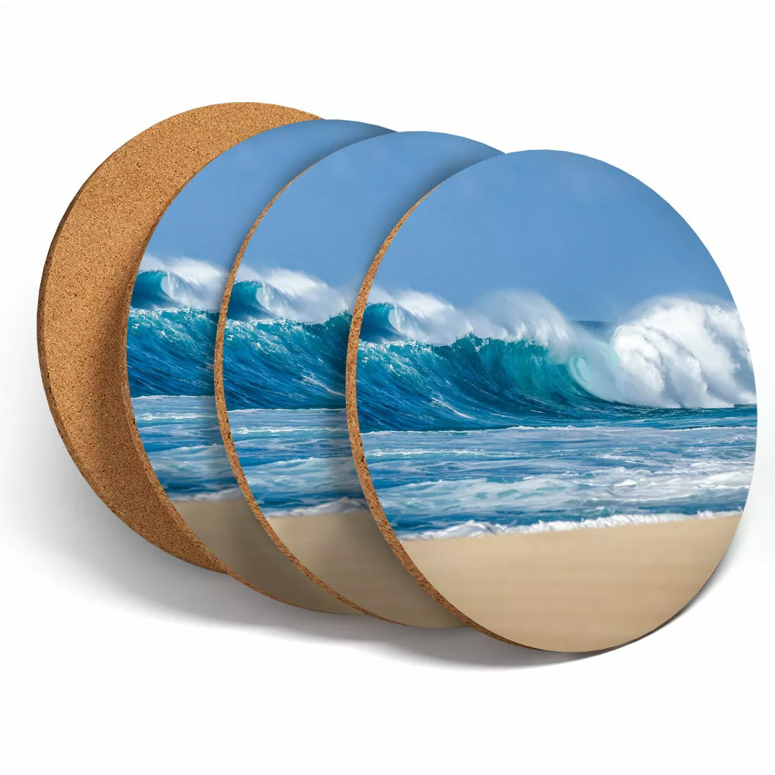 4 Set Waves Beach Seaside Ocean Coasters Kitchen Drink Coaster