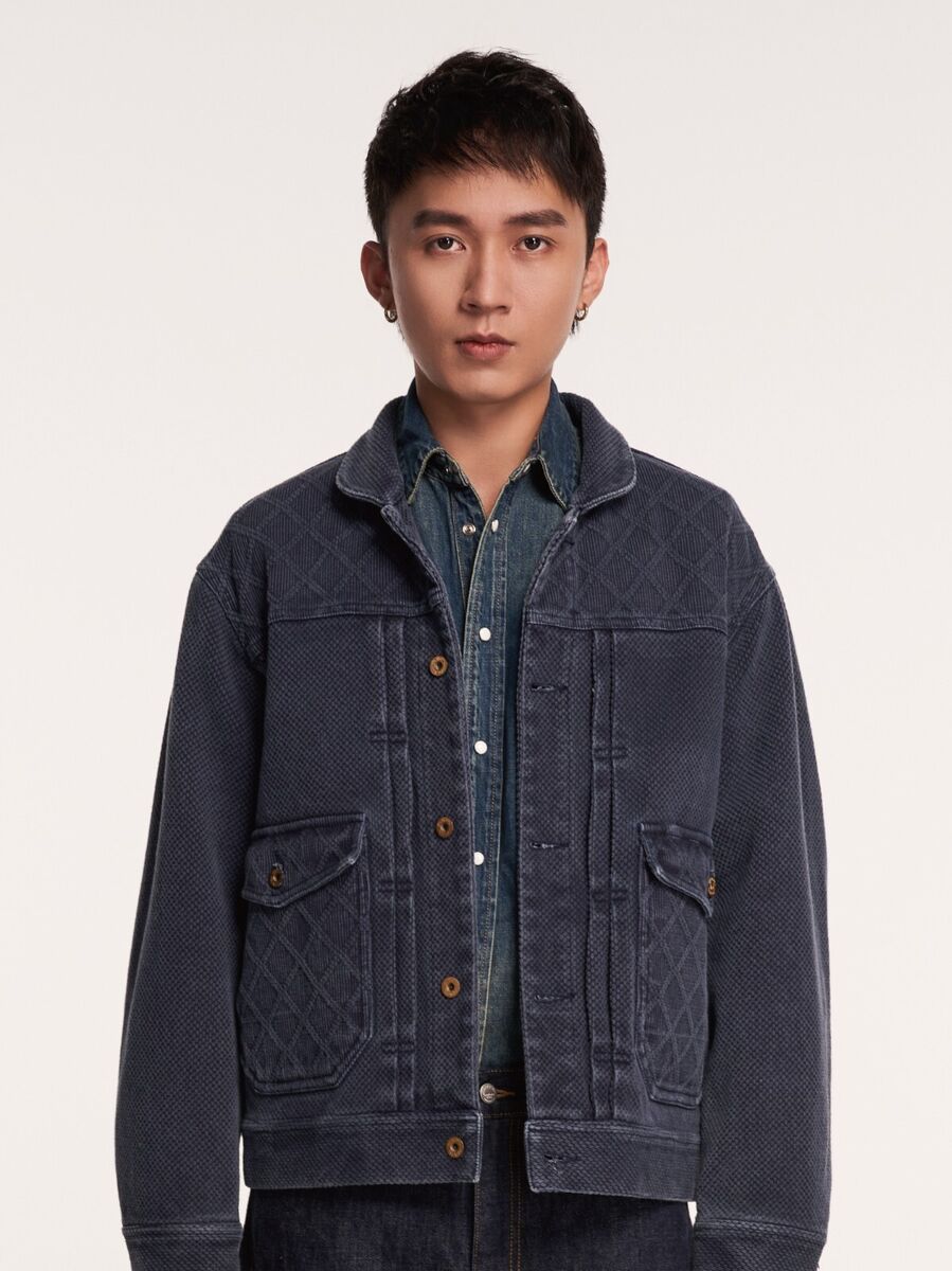 Men's 14.5Oz Heavyweight Vintage Sashiko Loose Work Jacket Men's 14.5Oz Heavyweight Vintage Sashiko Loose Work Jacket