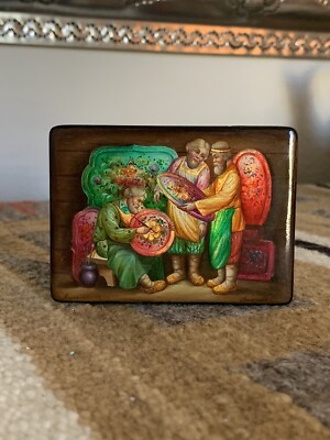 Fedoskino Russian Lacquer Box Hand Painted Made in USSR 1985