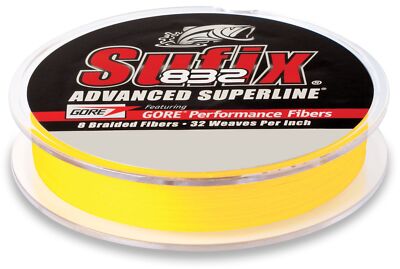 Sufix 832 Advanced Superline Braid, Hi-Vis Yellow, 20-Pound/300