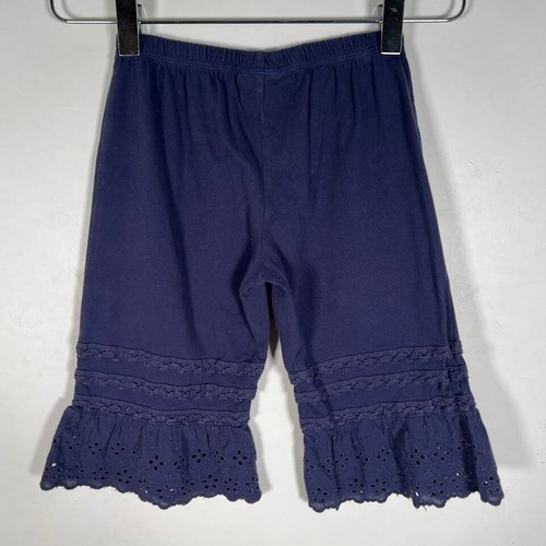 Naartjie Kids Girl's Embroidered Pull On Crop Pants 4Y Blue Eyelet Ruffles - Picture 2 of 5