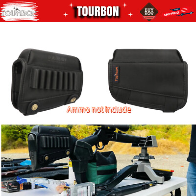 TOURBON Black Leather Buttstock Cheek Riser Rifle Shell Holder for 30-06,308win