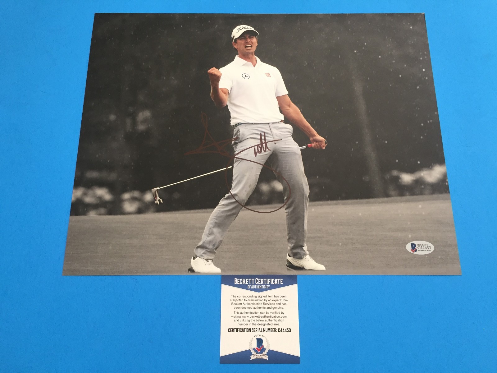 Adam Scott Masters Champions GOLF Signed Auto 11x14 Photo Beckett BAS COA 