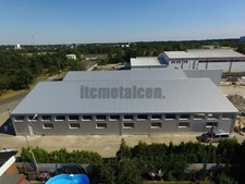 Isolierte Stahlhalle 10x50x4m sk 85kg Industriehalle Lagerhalle Gewerbehalle ITC