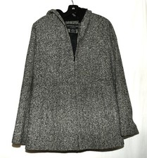 Centigrade Black White Speckled Wool Blend Womens Hooded Jacket Size S