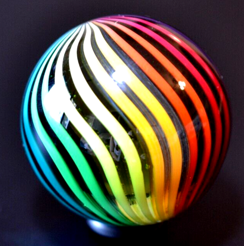 FRITZ LAUENSTEIN GLASS MARBLE/1.642"-PEEK into the RAINBOW-SAPPHIRE,TURQ.,FERN + - Picture 5 of 10