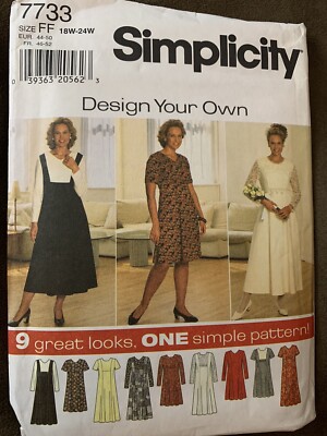 Sewing Pattern Simplicity 7733 Womens Design Your Own Dress Sz 18W-24W Uncut FF