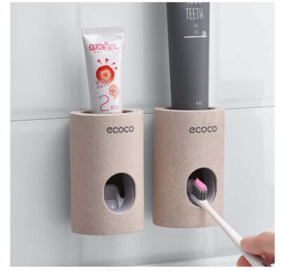 ECOCO Wall-Mounted Toothpaste Dispenser and Toothbrush Holder - Automatic