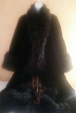Gorgeous Luxe Gatsby 20's Style Velvet Faux Fox Reversible Opera Coat Maxi Coat