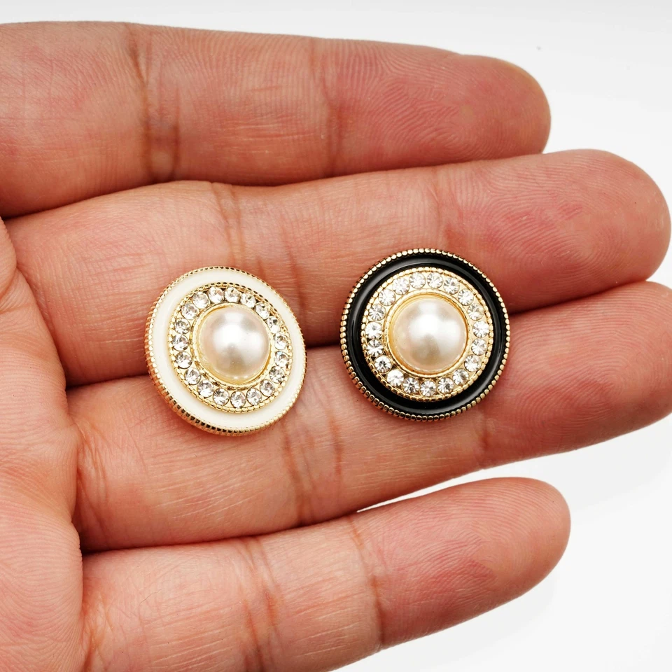 5pcs Pearl Rhinestone Metal Buttons Vintage Classic for Clothing & DIY Sewing - Image 4 of 4