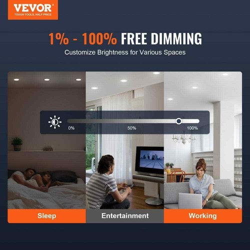 VEVOR 10-Watt LED Recessed Ceiling Light 900lm Canless Ceiling Wafer - (4-Pack) - 第 2/9 張圖片