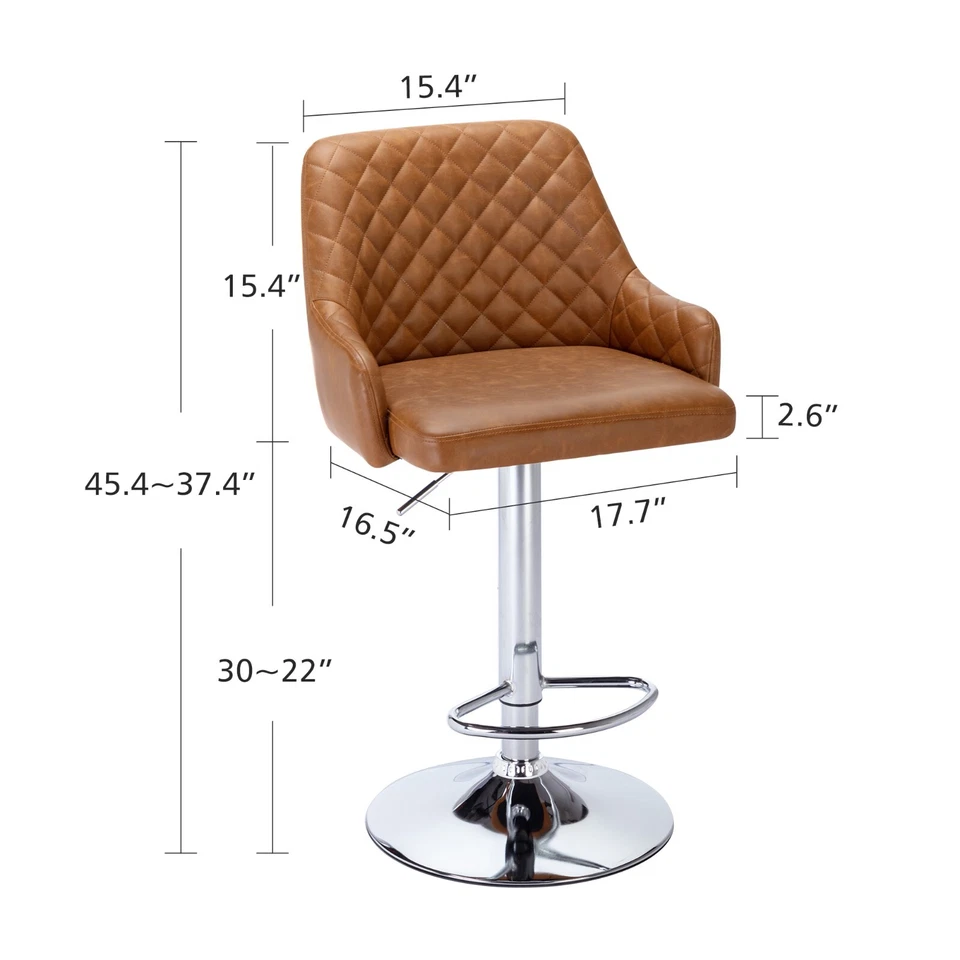 Set of 2/4 PU Leather Adjustable Swivel Bar Stools Counter Height Stools Kitchen - Image 3 of 4