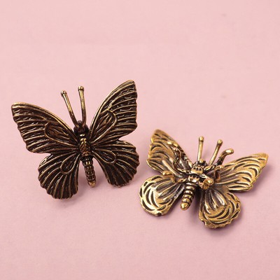 Solid Pure Brass Butterfly Figurines Miniature Desktop Ornament Home Decoration