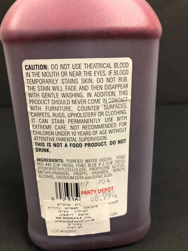 Disfraz FAKE BLOOD 16 fl oz (pinta) Halloween teatro escenario maquillaje pasión juego Foto 4 de 4