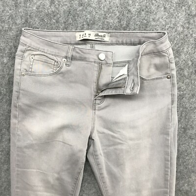 【SCENERITY】Crop mid gray jeans Women's Light Grey Faded Vintage Mid-Rise Straight Leg Denim