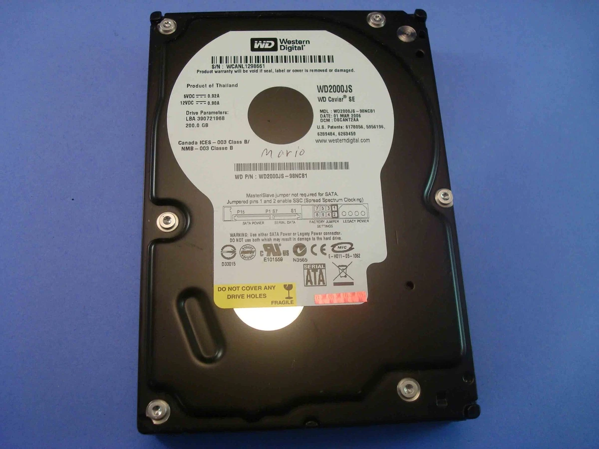 Western Digital Internal Hard Disk Drives 200 GB Storage Capacity