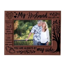 My Husband Memorial Engraved Leather Picture Frame For Loss of Husband