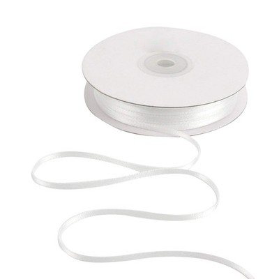 Solid Color Satin Ribbon Roll 1/8 Inch x 100 Yards White Thin Fabric Trim